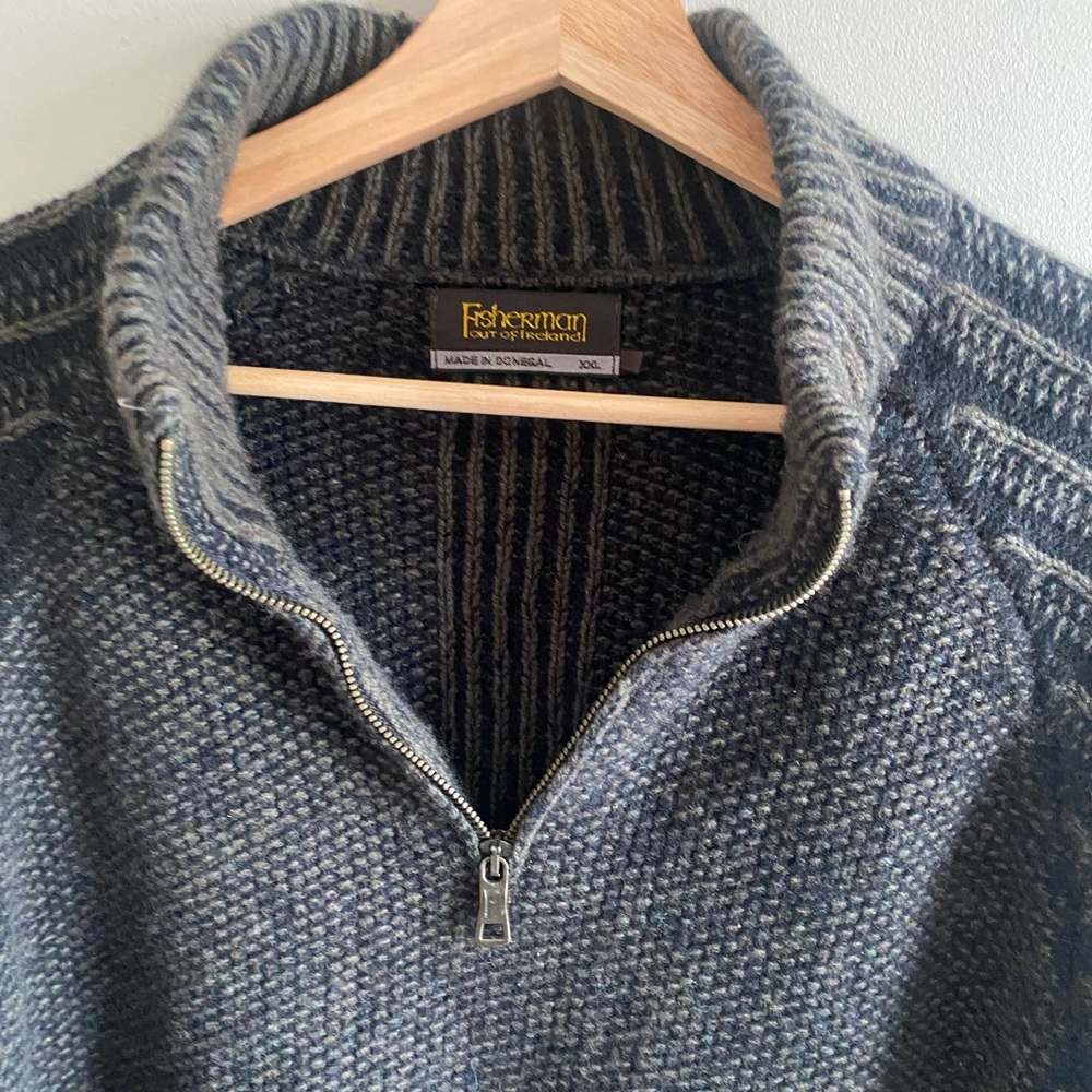 Fisherman Out Of Ireland Ribbed Sweater Men XXL Brown Virgin Wool Donegal - Picture 3 of 12